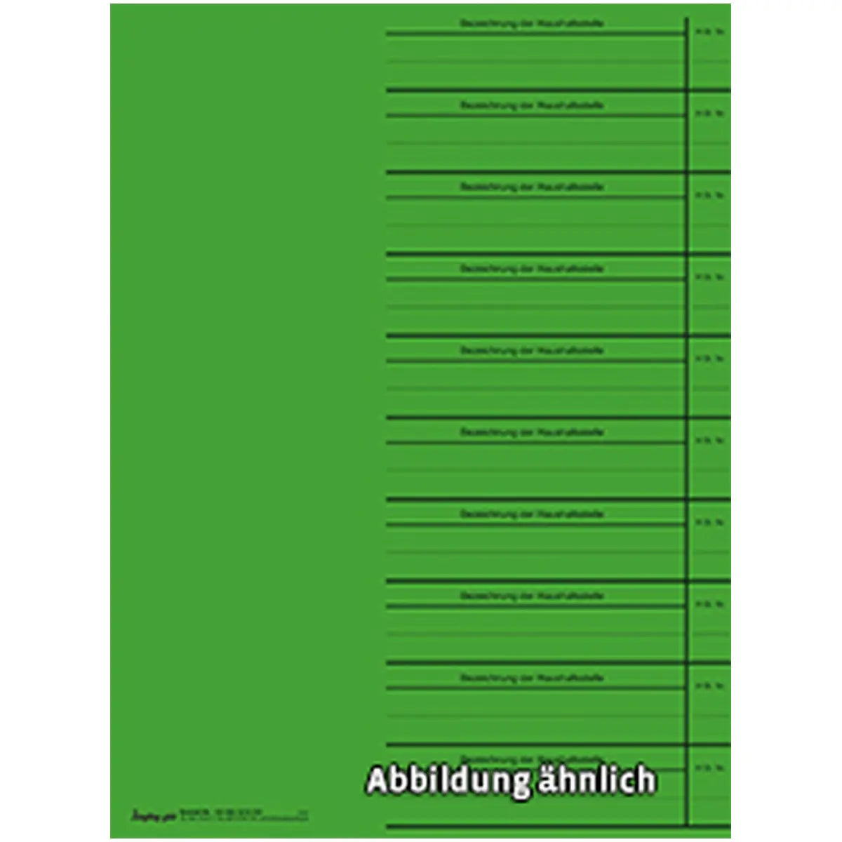 Registerblatt für Haushaltsstellen, grün, DIN A4, Karton