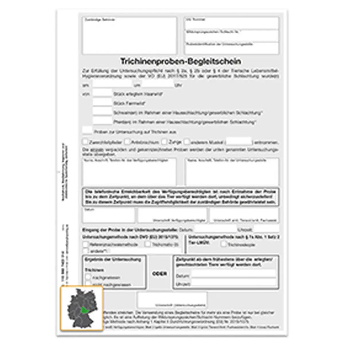 Trichinenproben-Begleitschein VO (EU) 2017/625, A5, SD