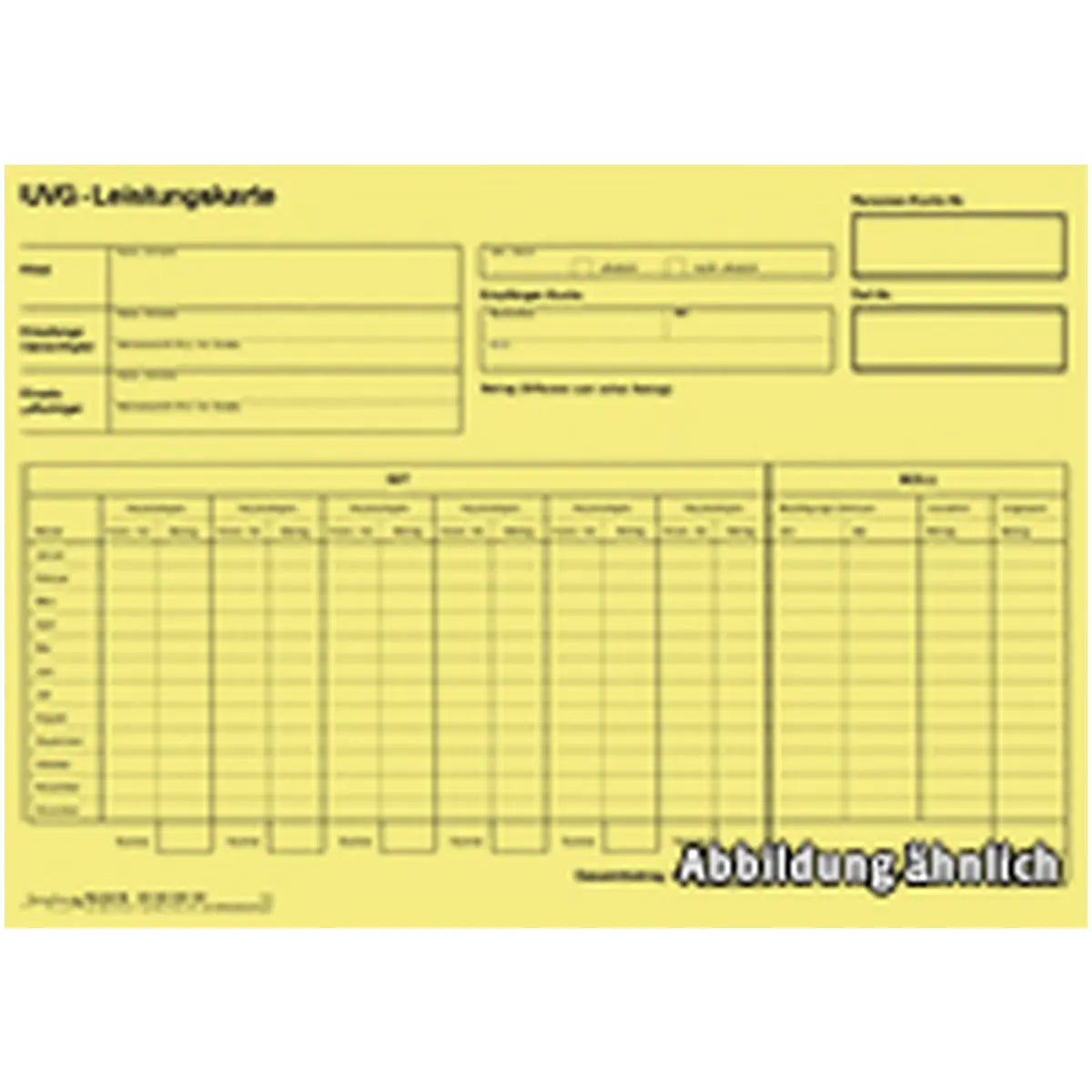 UVG-Leistungskartei, A4 Karton gelb
