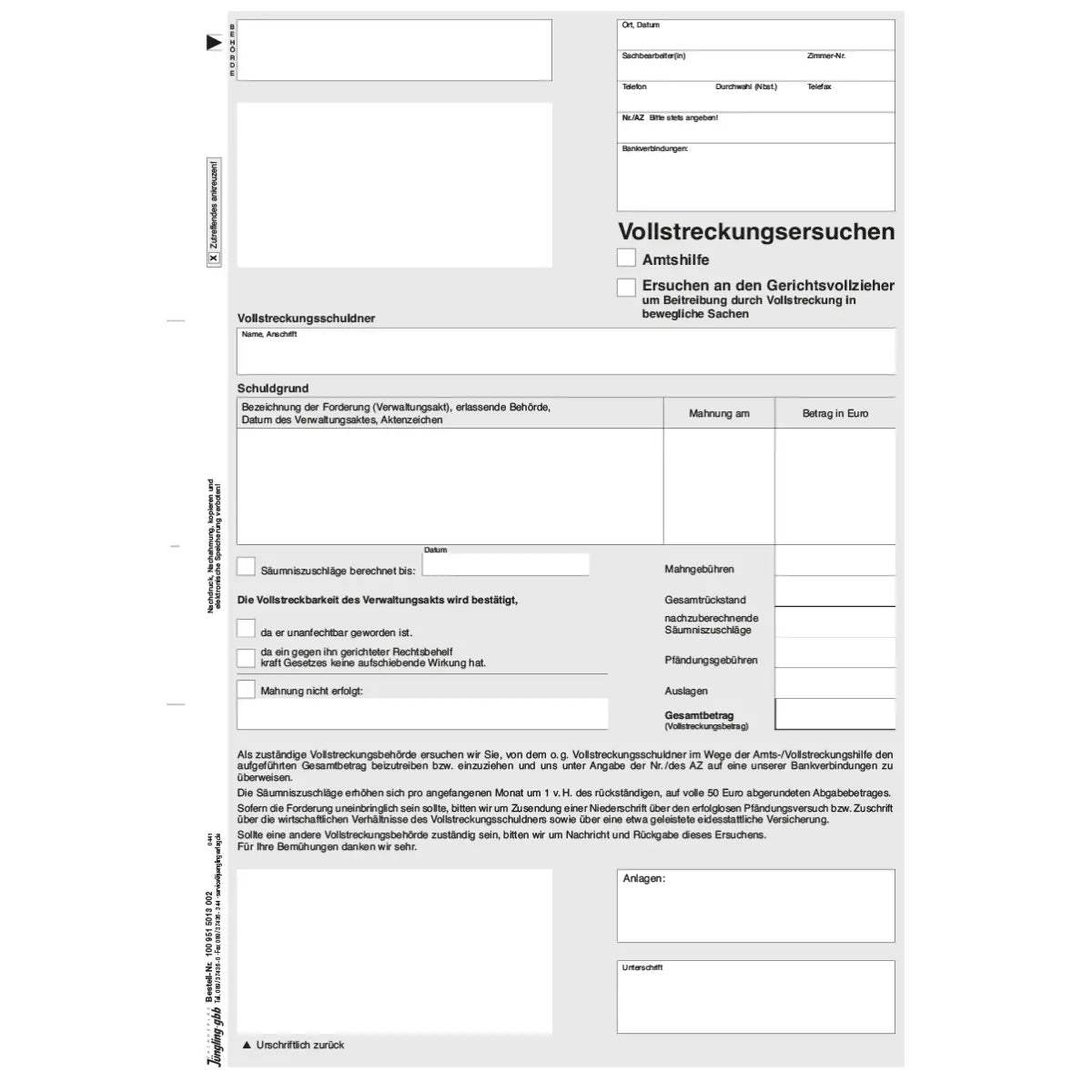 Vollstreckungsersuchen, Amtshilfe / an Gerichtsvollzieher, A4, 2-fach