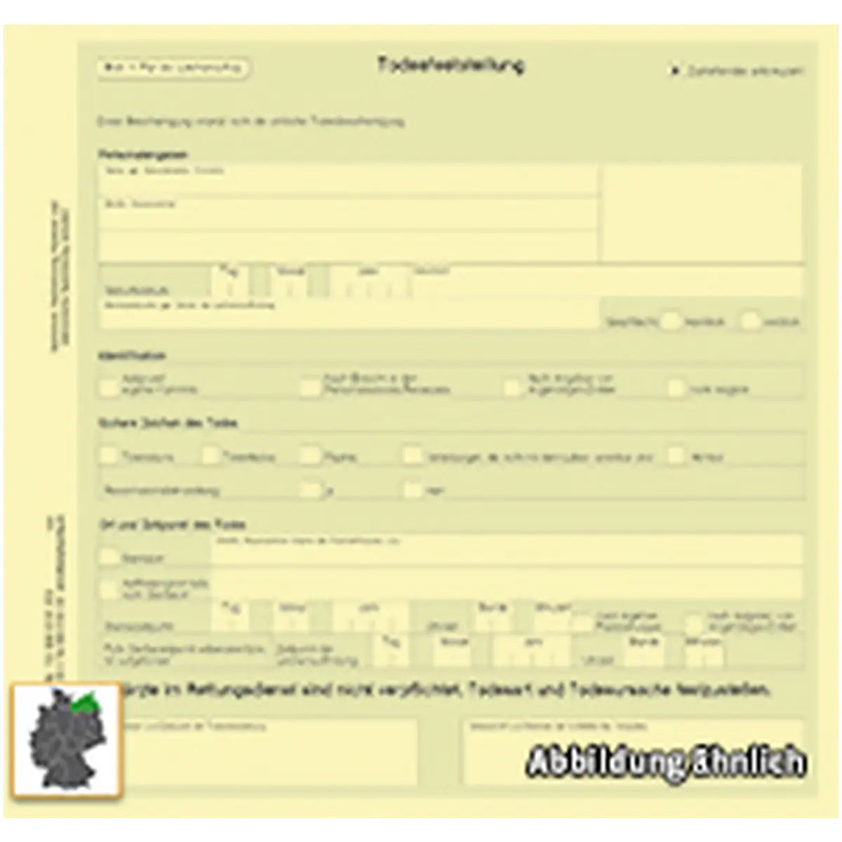 Vorläufige Todesfeststellung Mecklenburg-Vorpommern, 2/3 DIN A4 3-fach,
