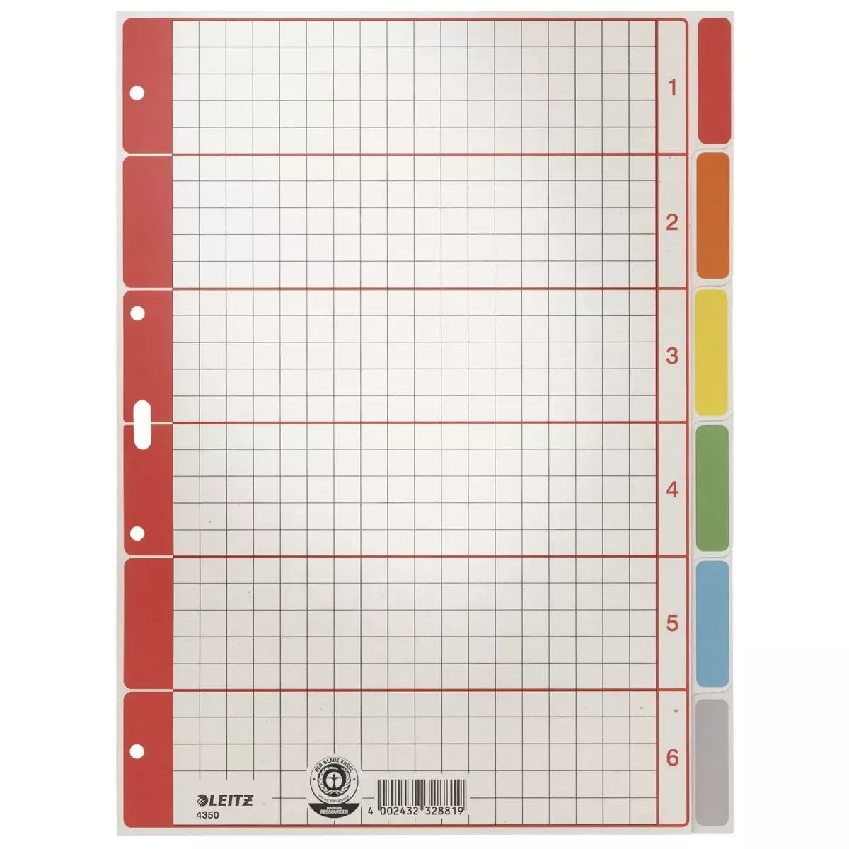 4350 Register - blanko, Karton, farbig bedruckt, A4, 6 Blatt