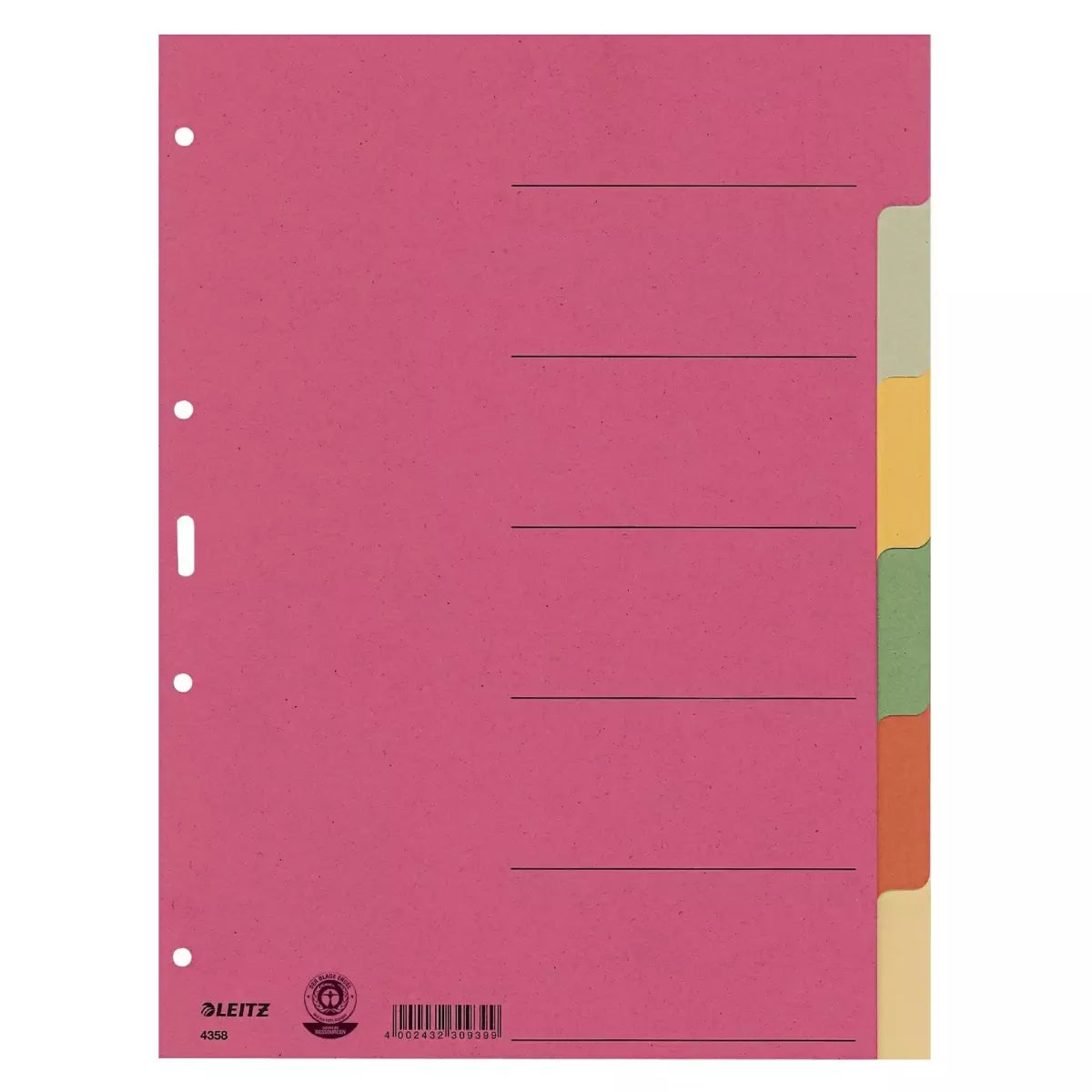 4358 Register - Karton, blanko, A4, 6 Blatt, farbig