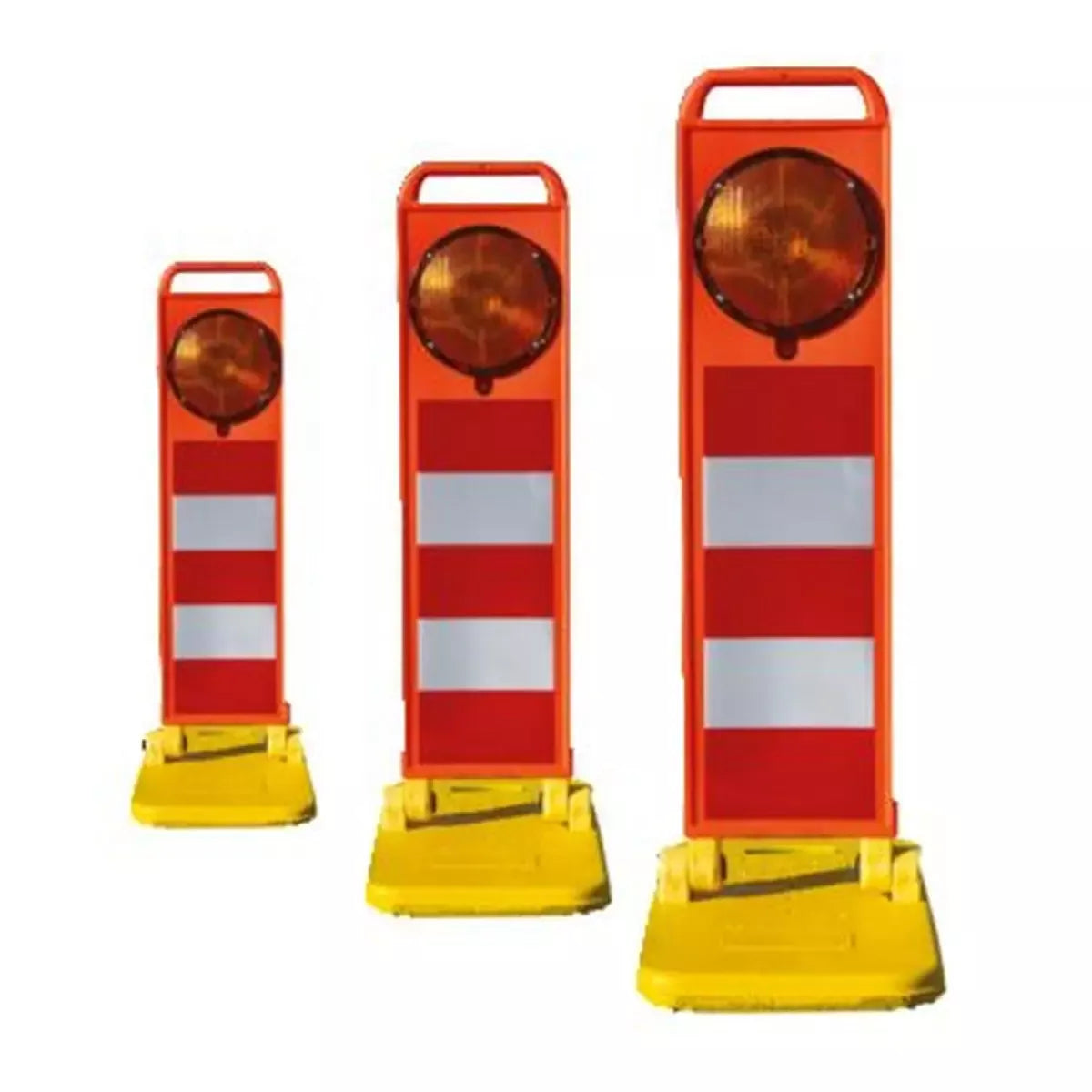 Klappbake Synchron LED Flash-TL, gelb/orange, L675 x B315 x H97, quergestreift, RA2