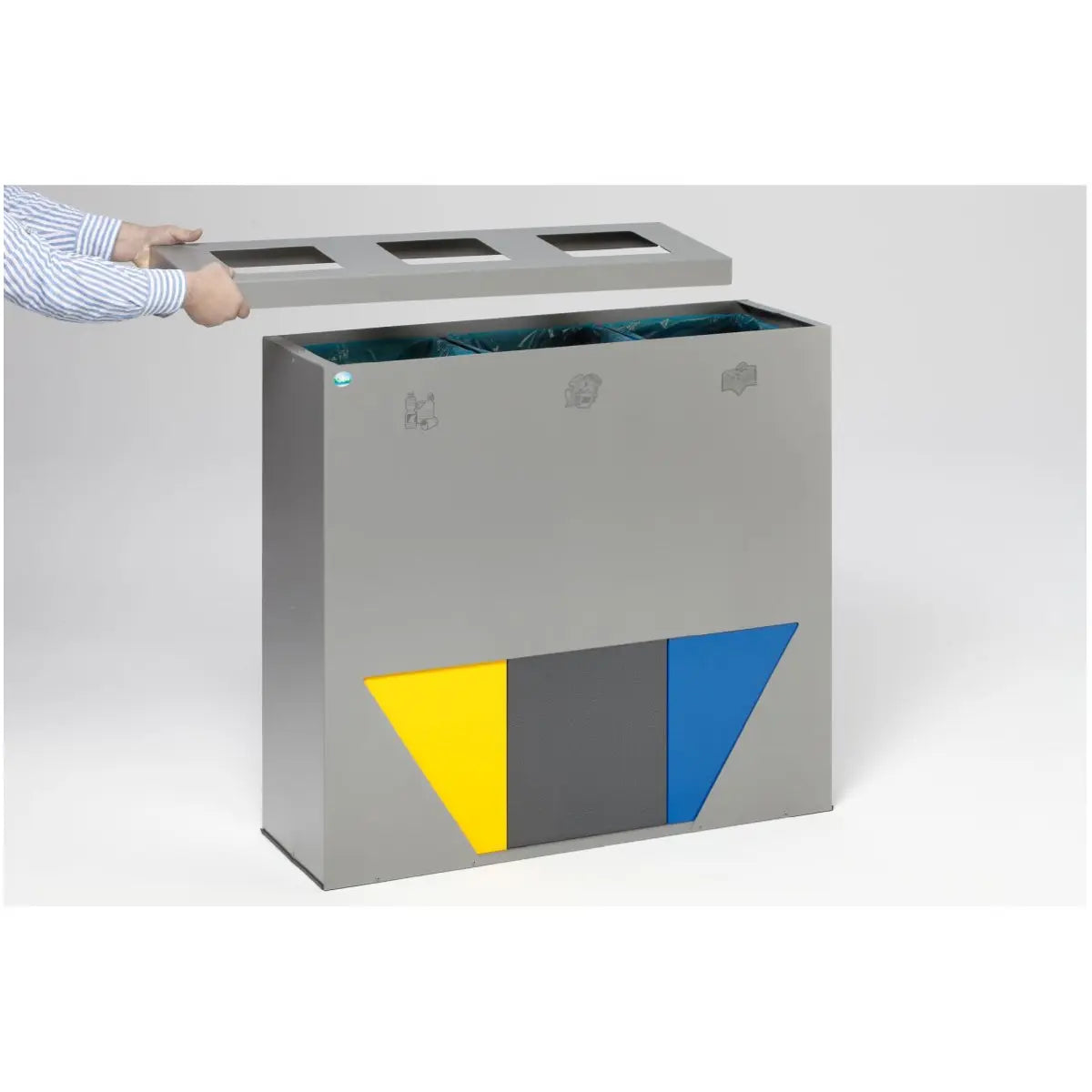 Wertstoffsammelstation WS Trapez 93 Mantel silber 3 Einsätze