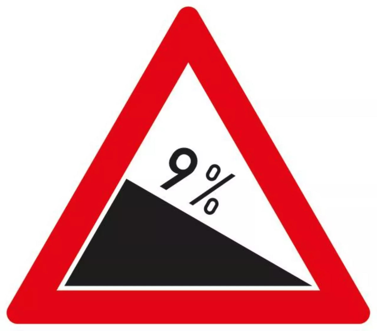 Verkehrszeichen VZ108-9 Gefälle 9%