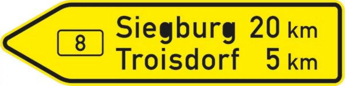Verkehrszeichen VZ415-10 Pfeilwegweiser auf Bundesstraßen, linksweisend