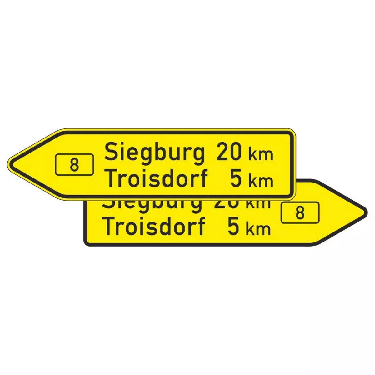 Verkehrszeichen VZ415-40 Pfeilwegweiser auf Bundesstraßen, doppelseitig