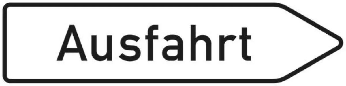 Verkehrszeichen VZ333.1-20 Ausfahrt von anderen Straßen außerhalb der Autobahn in weiß (in Verbindung mit Zeichen 332.1-20)