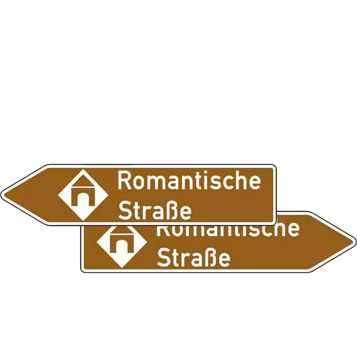 Verkehrszeichen VZ386.2-40 Touristische Route, Pfeilwegweiser doppelseitig