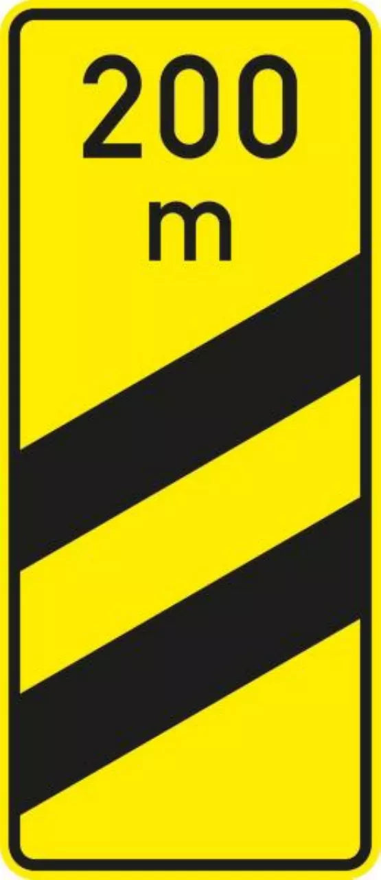 Verkehrszeichen VZ450-54 Ankündigungsbake zweistreifig (200m)