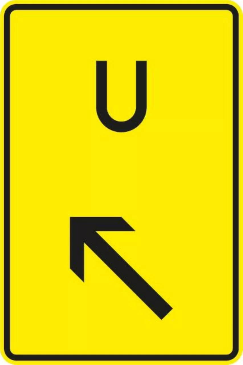 Verkehrszeichen VZ455.1-12 Ankündigung oder Fortsetzung der Umleitung, links einordnen