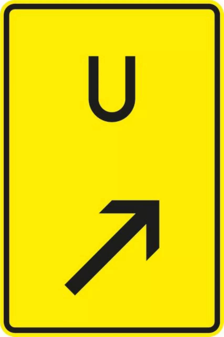Verkehrszeichen VZ455.1-22 Ankündigung oder Fortsetzung der Umleitung, rechts einordnen