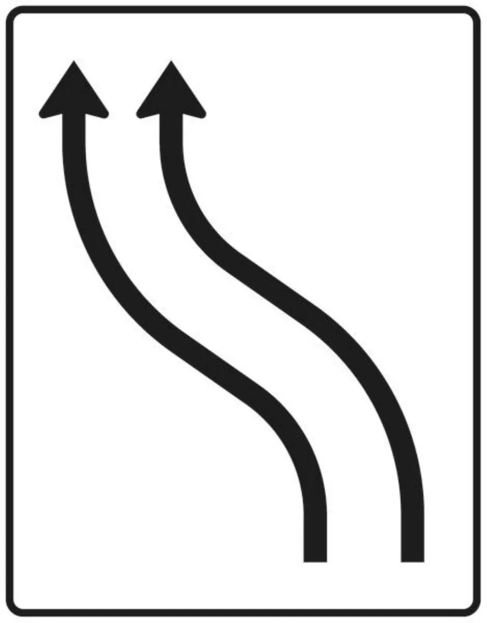 Verkehrszeichen VZ511-11 Verschwenkungstafel – ohne Gegenverkehr – zweistreifig nach links