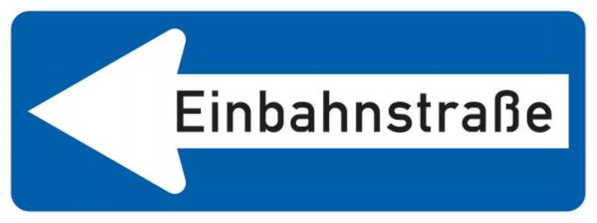 Verkehrszeichen VZ220-10 Einbahnstraße linksweisend