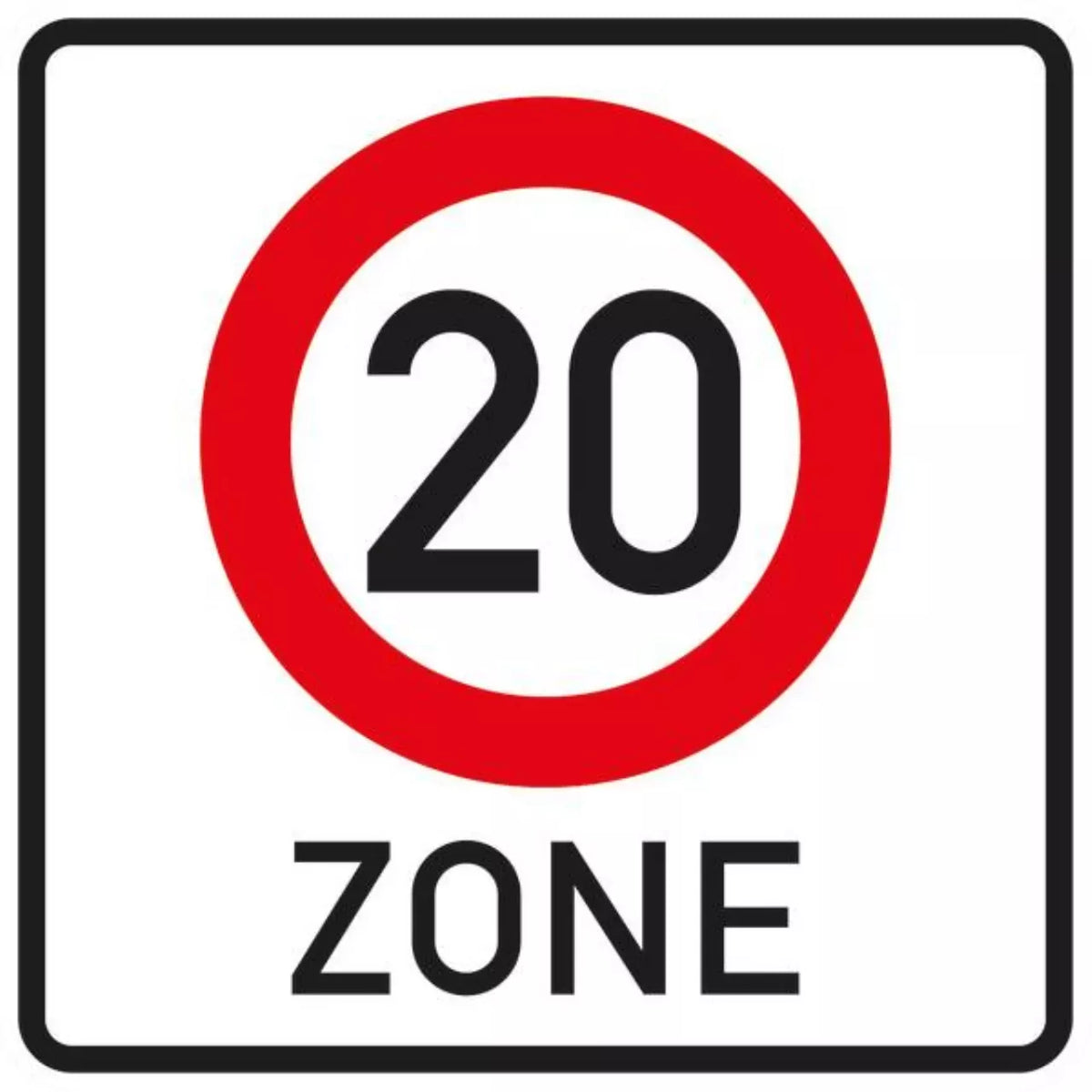 Verkehrszeichen VZ274.1-20 Beginn einer Tempo 20-Zone in verkehrsberuhigten Geschäftsbereichen
