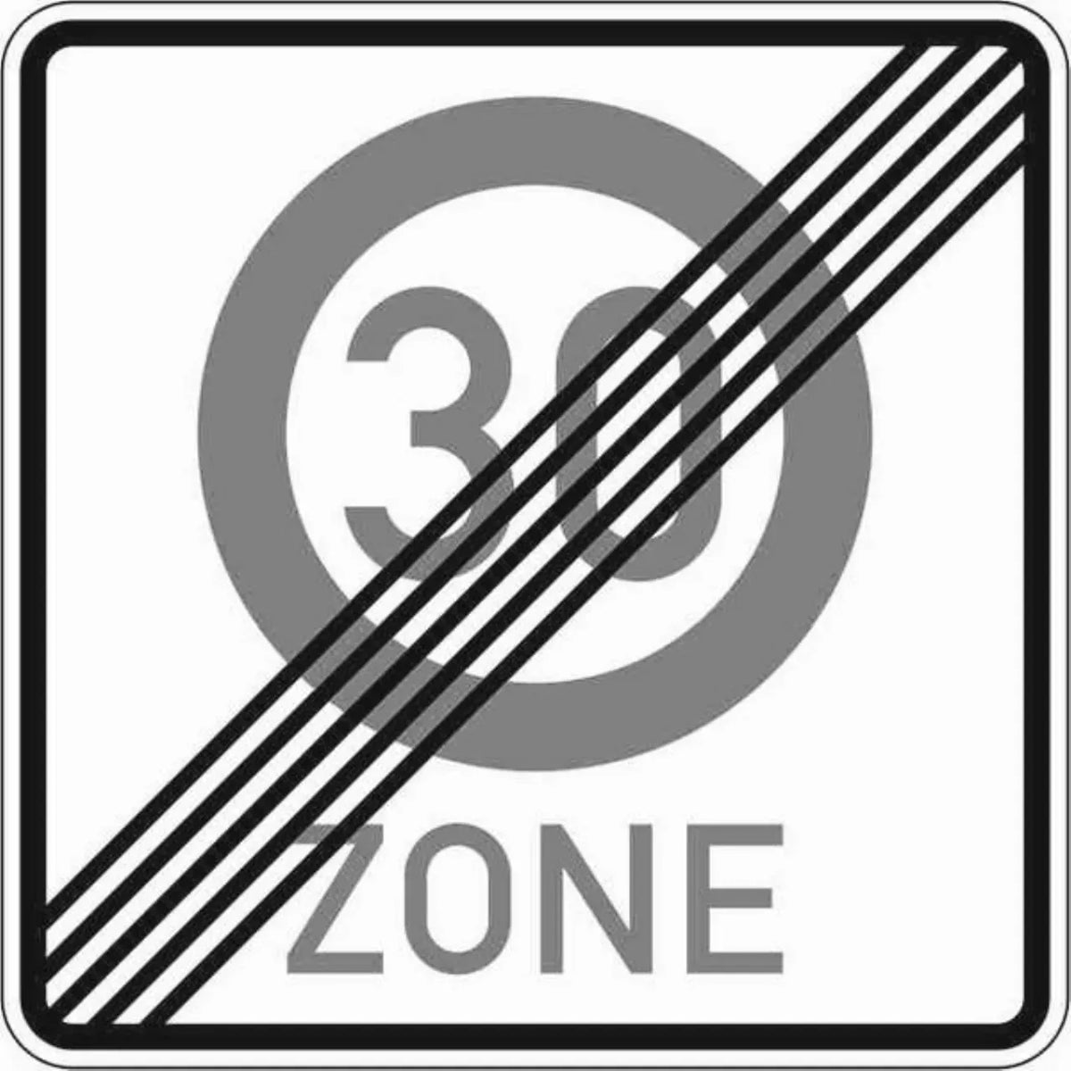 Verkehrszeichen VZ274.2 Ende einer Tempo 30-Zone