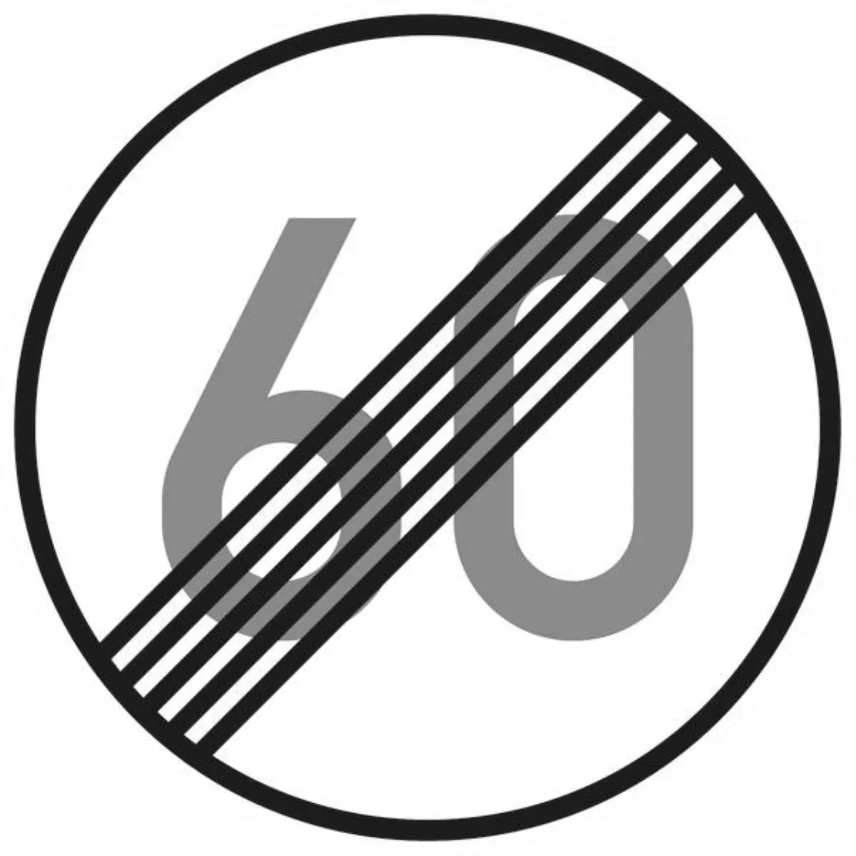 Verkehrszeichen VZ278-60 Ende der zulässigen Höchstgeschwindigkeit 60 km/h