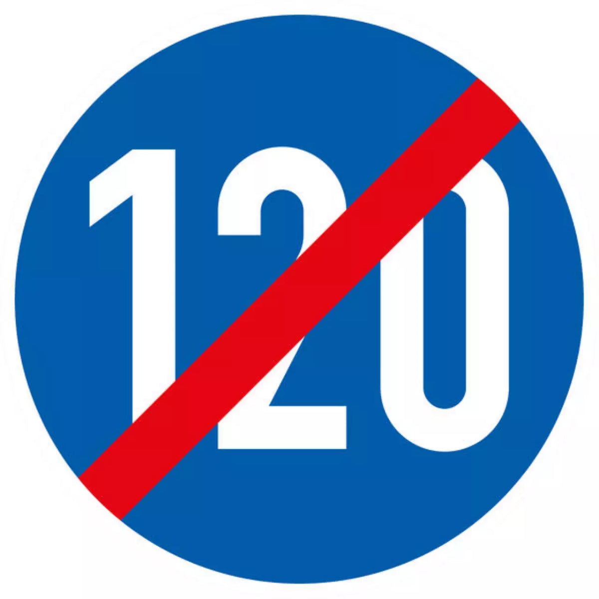 Verkehrszeichen VZ279-120 Ende der vorgeschriebenen Mindestgeschwindigkeit 120 km/h