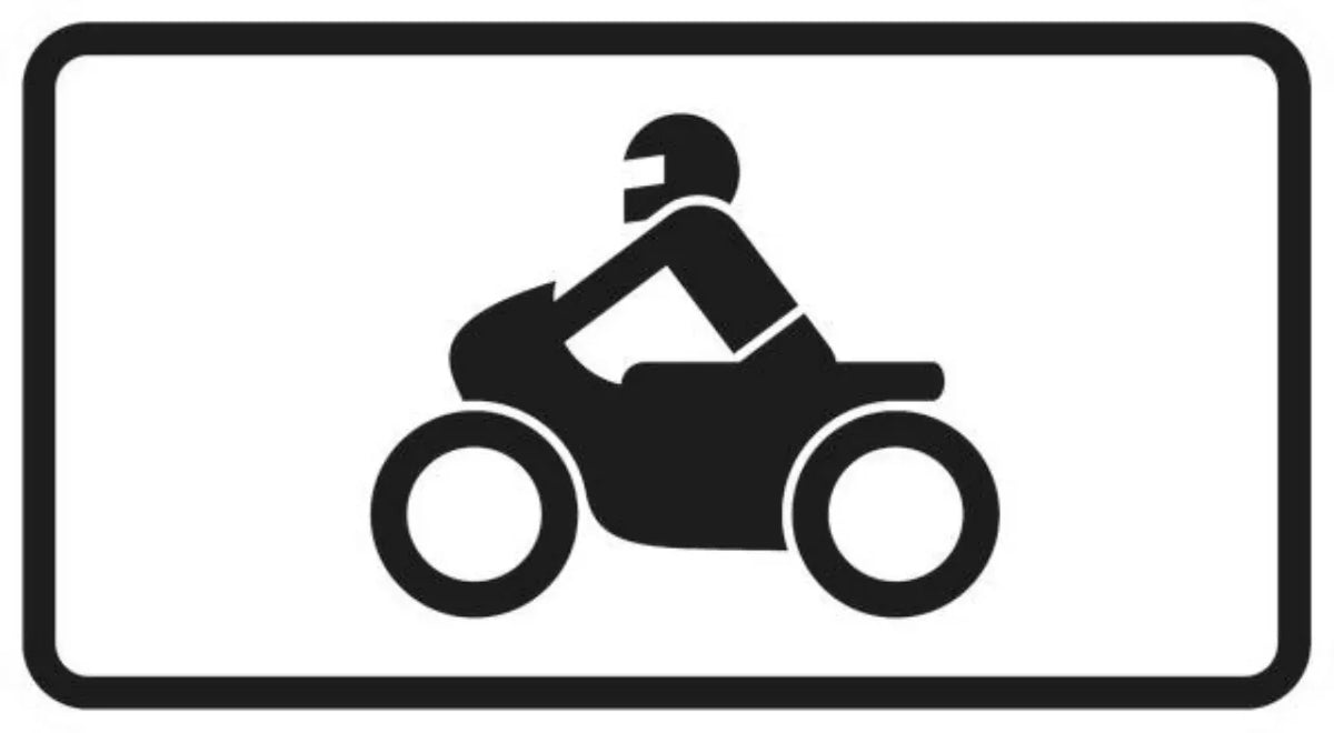 Verkehrszeichen VZ1010-62 Krafträder, auch mit Beiwagen, Kleinkrafträder und Mofas
