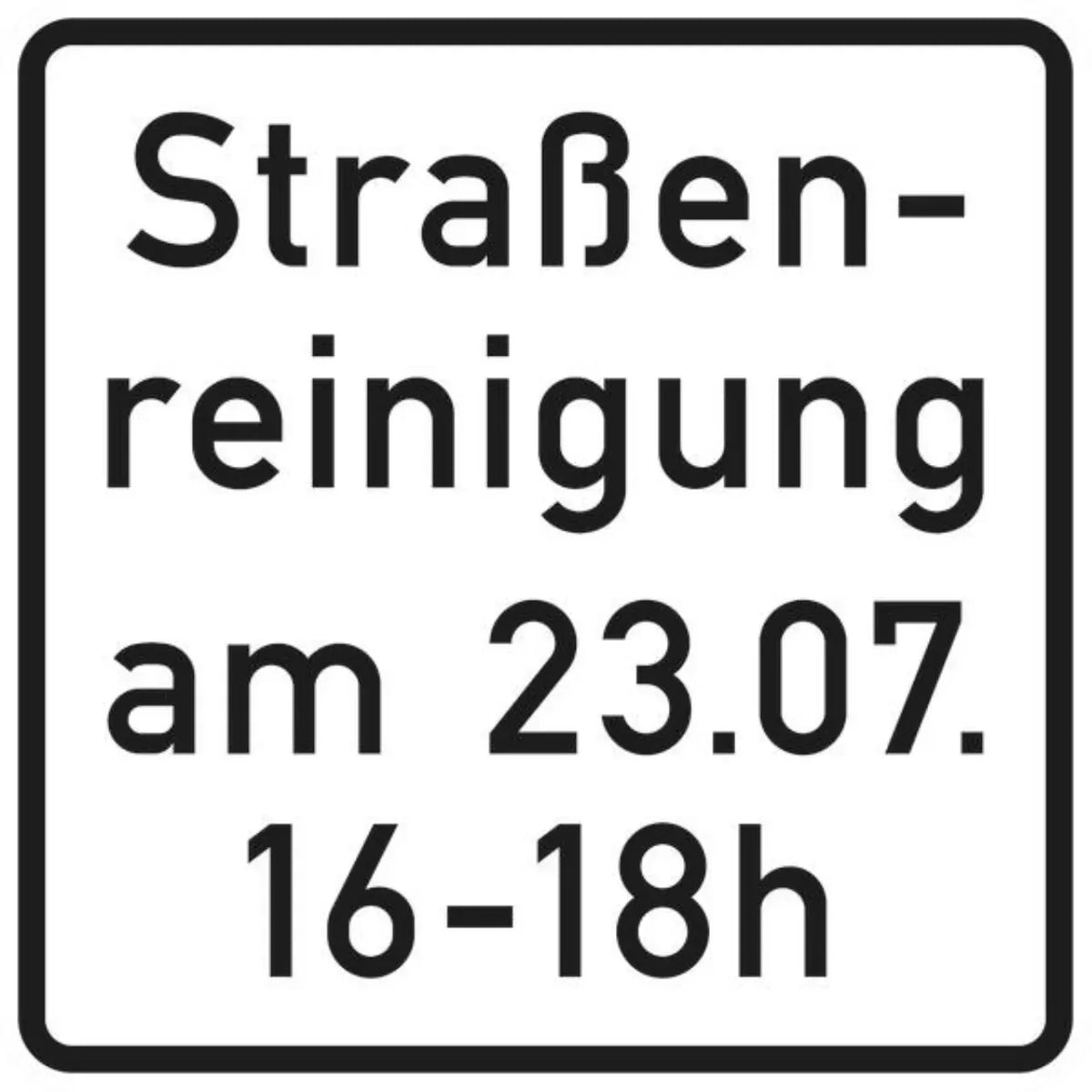 Verkehrszeichen VZ1042-50 Straßenreinigung (mit Zeit- und Datumsangabe)