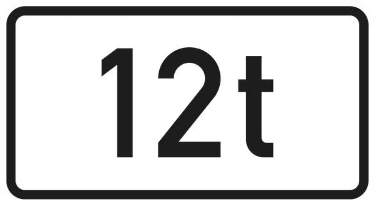 Verkehrszeichen VZ1053-37 Massenangaben - 12 t