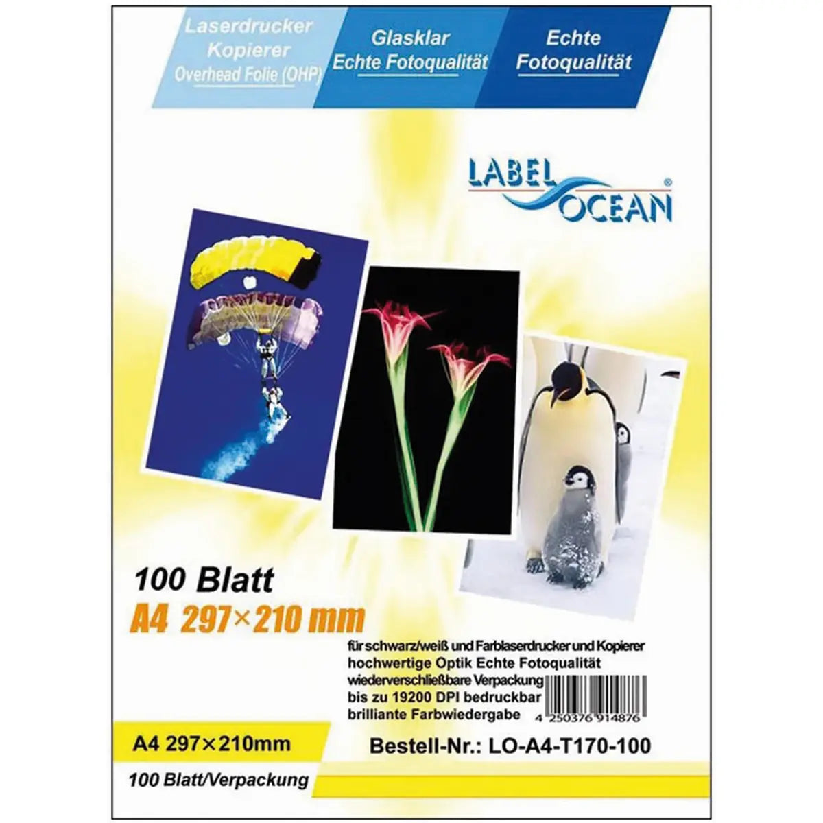 Kopierfolien, klar, für Farb-Kopierer und Farb-Laserdrucker