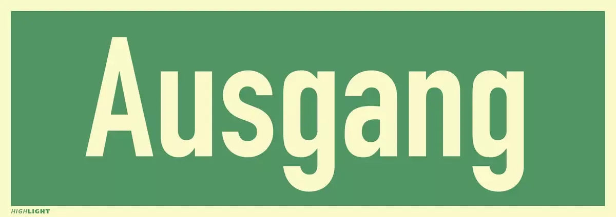 Ausgang, Textschild