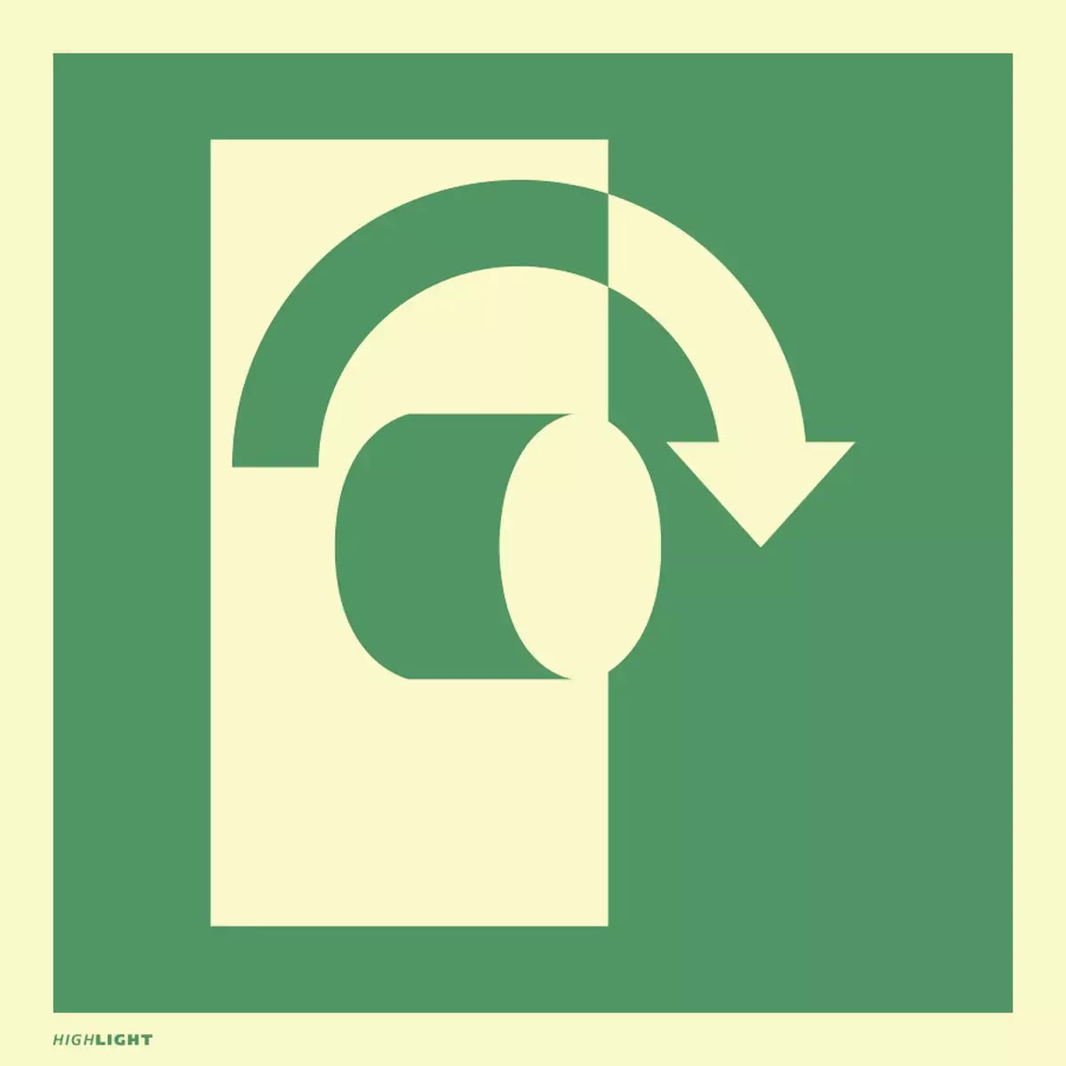Öffnung durch Rechtsdrehung, Folie, nachleucht., 160-mcd, 100x100 mm