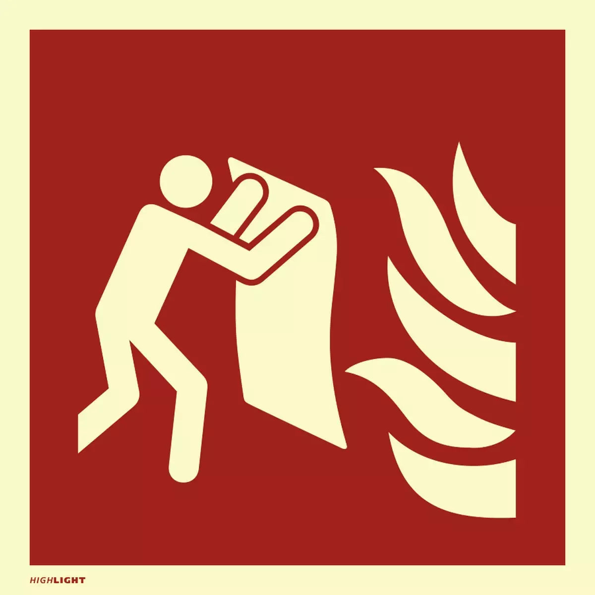 Feuerlöschdecke, Symbolschild, ISO 7010