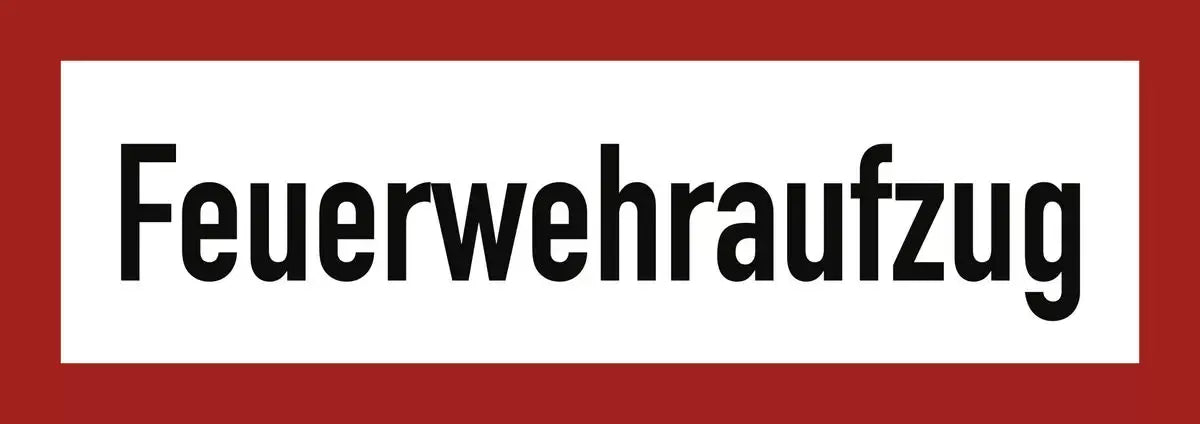 Feuerwehraufzug, Textschild, DIN 4066