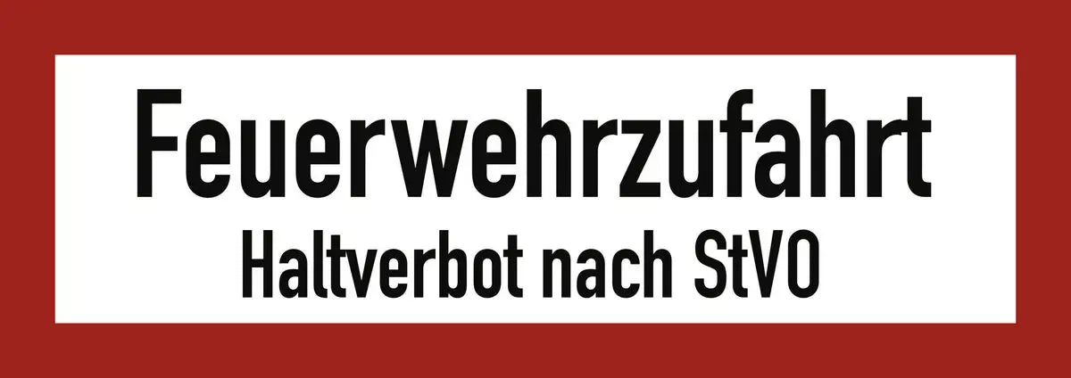 Feuerwehrzufahrt Haltverbot nach StVO, Textschild, DIN 4066
