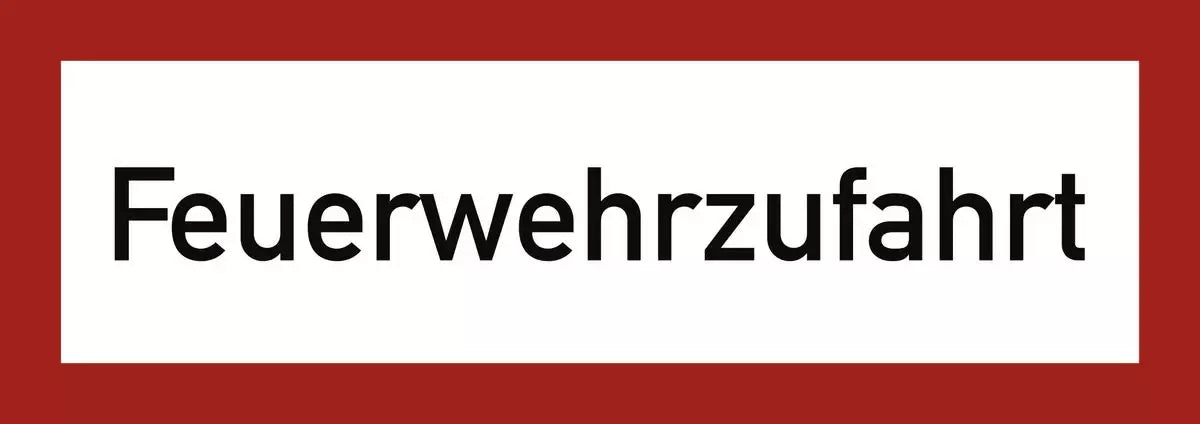 Feuerwehrzufahrt, Textschild, DIN 4066