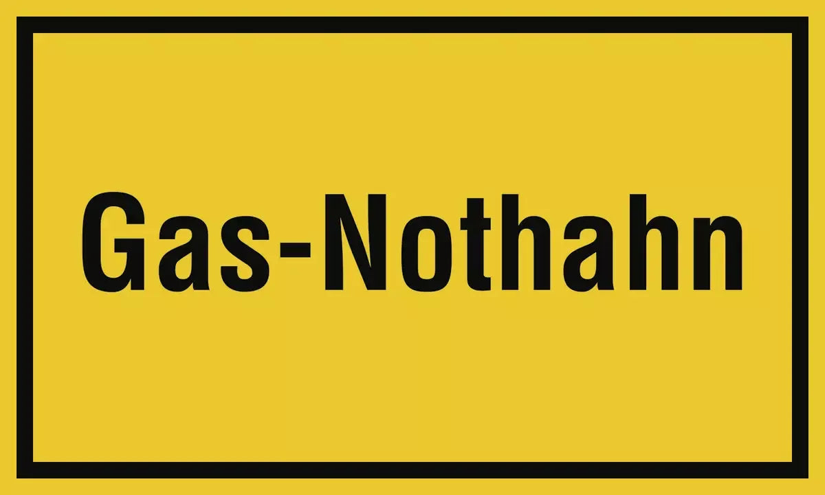 Gas-Nothahn, Textschild
