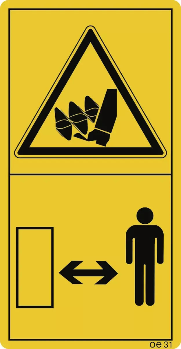 Gefahr durch sich drehende Schnecke (Hochformat), Symbolschild, ISO 11684