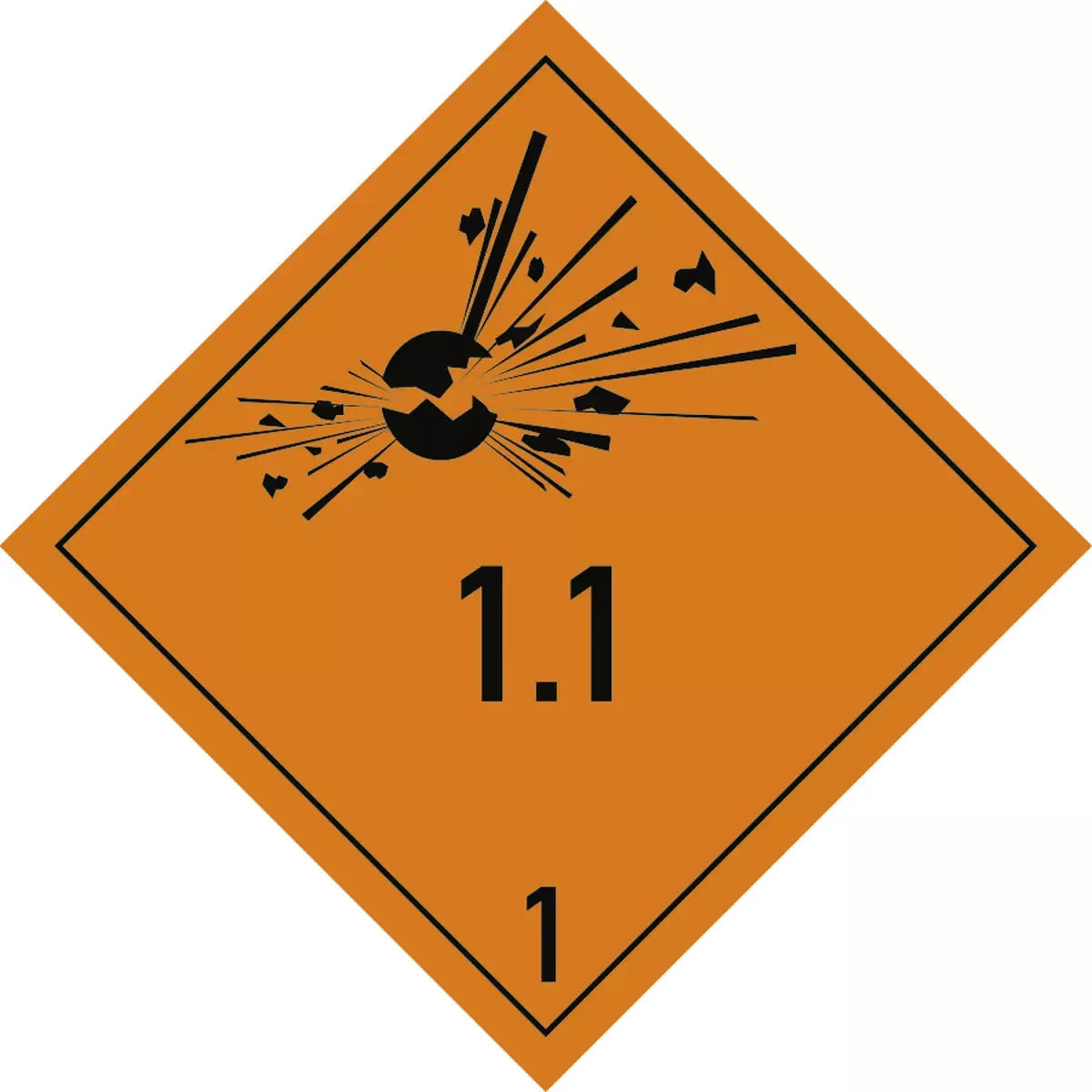 Gefahrzettel Klasse 1 Nr. 1 - Unterklasse 1.1, Kombischild, ADR