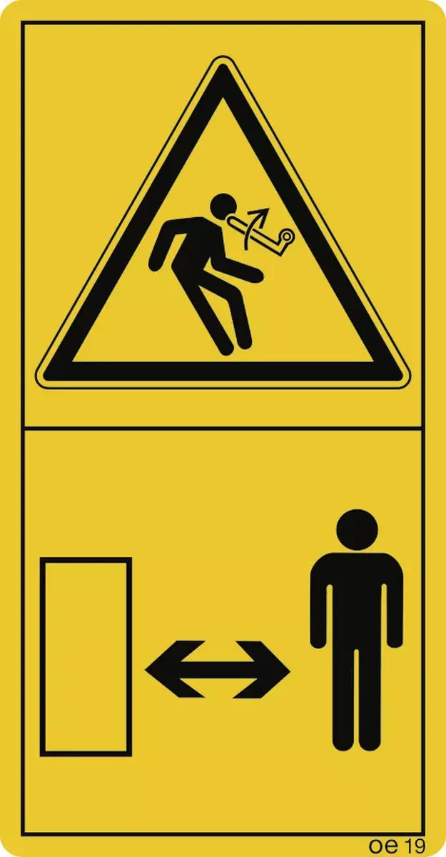 Hebel steht unter Federspannung. Bei Betätigung...(Hochformat), Symbolschild, ISO 11684