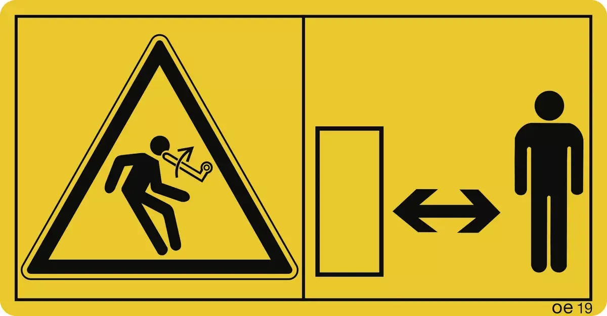 Hebel steht unter Federspannung. Bei Betätigung...(Querformat), Symbolschild, ISO 11684