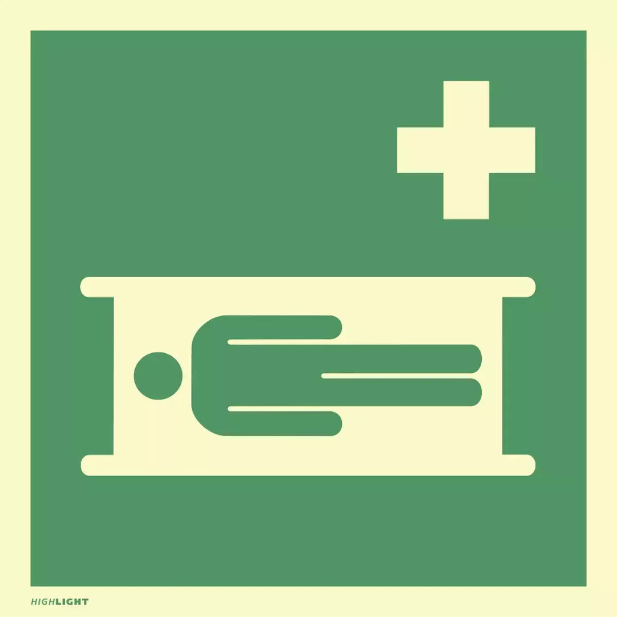 Krankentrage, Symbolschild, ISO 7010