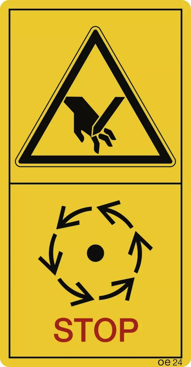 Maschinenteile nur dann berühren, wenn...(Hochformat), Symbolschild, ISO 11684
