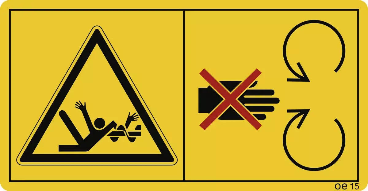 Niemals in die sich drehende Schnecke greifen. (Querformat), Symbolschild, ISO 11684
