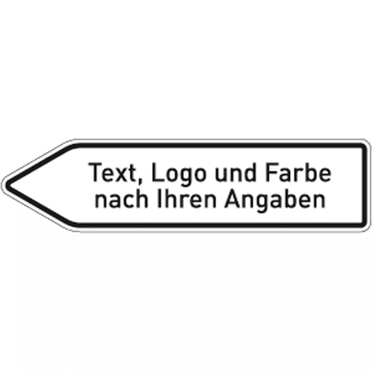 Pfeilwegweiser weiß mit Text, Logo und Farbe nach Ihren Angaben, Kombischild