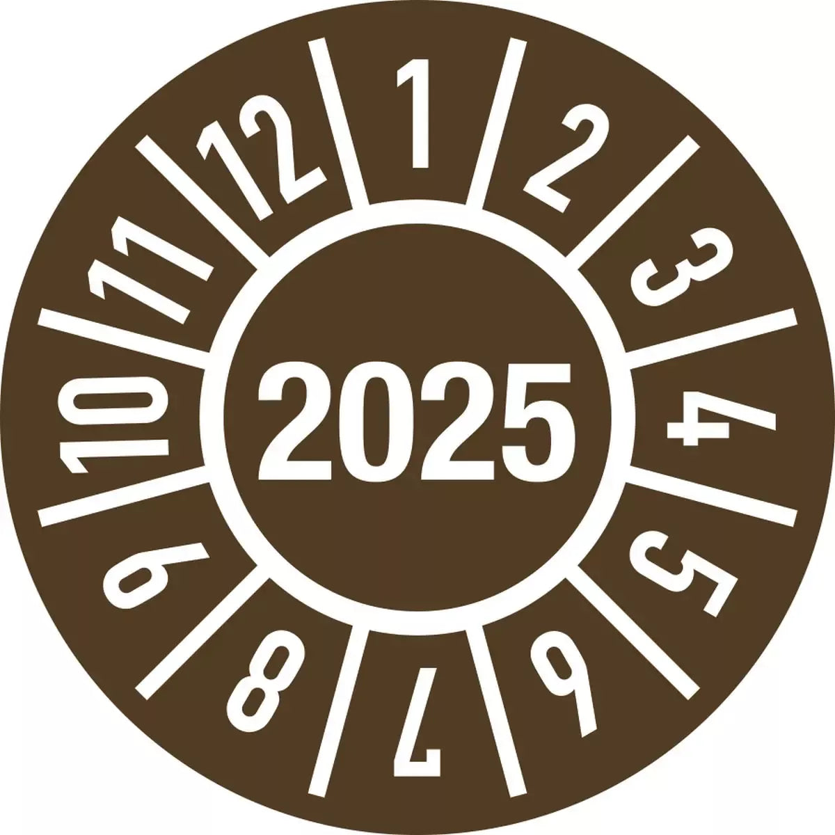 Prüfplakette Jahr 2025 mit Monaten