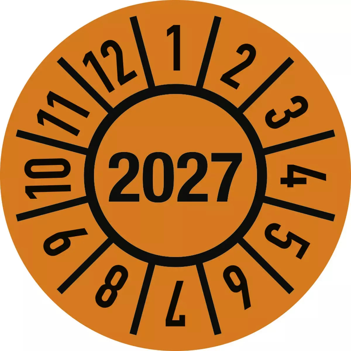 Prüfplakette Jahr 2027 mit Monaten