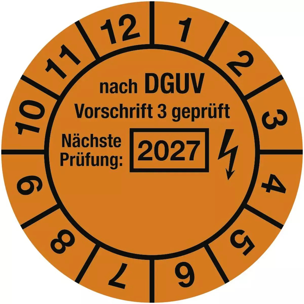 Prüfplakette nach DGUV Vorschrift 3 geprüft Nächste Prüfung 2027