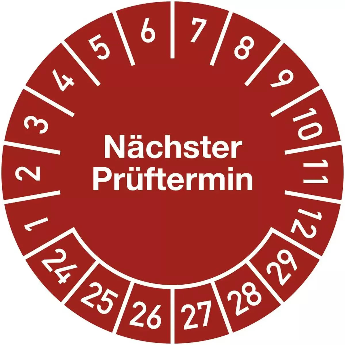 Prüfplakette Nächster Prüftermin 2024 - 2029, Jahresfarbe
