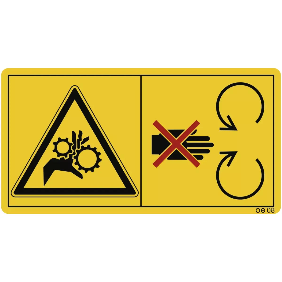 Schutzeinrichtung bei laufendem Motor...(Querformat), Symbolschild, ISO 11684