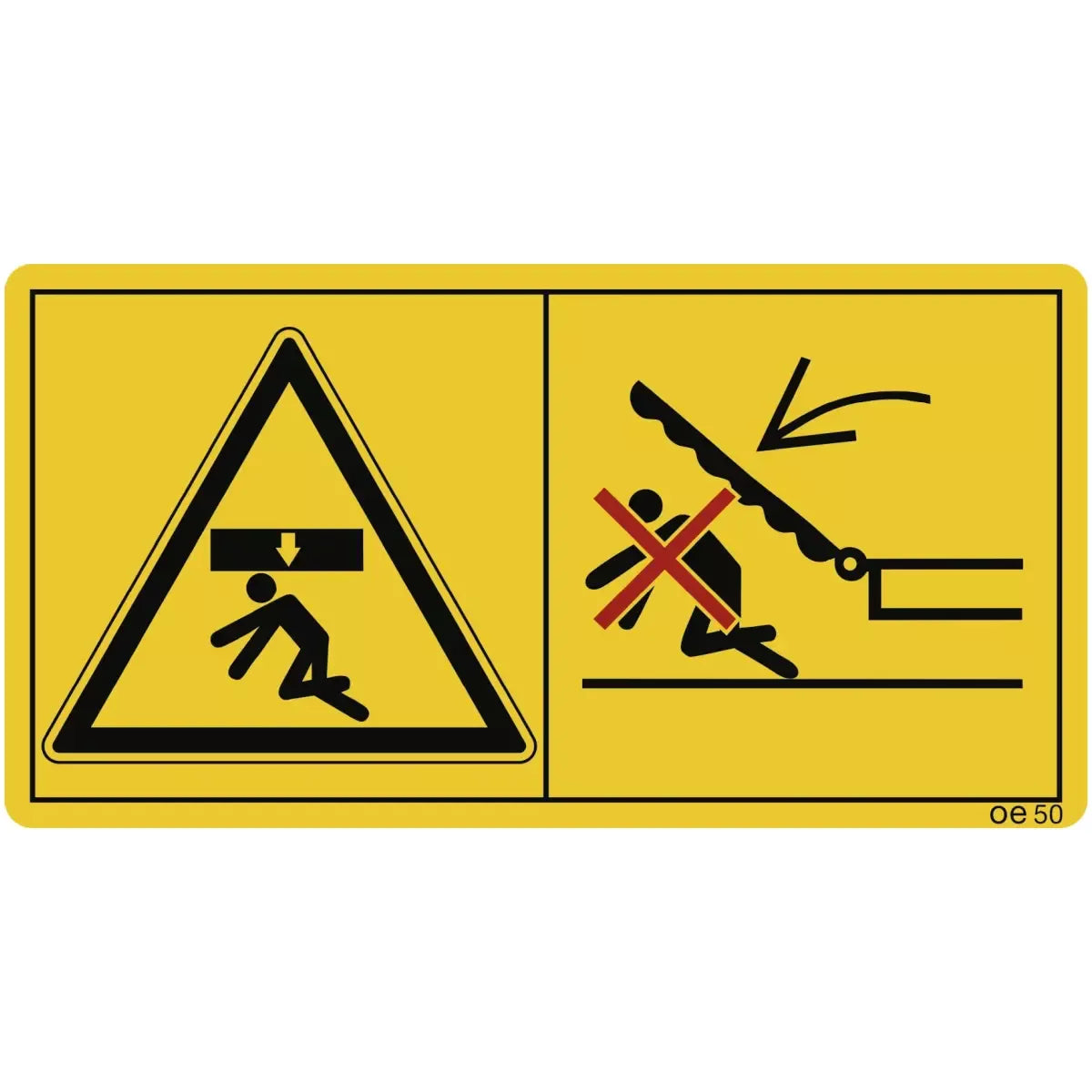 Sich nicht im Schwenkbereich von Geräten aufhalten, (Querformat), Symbolschild, ISO 11684