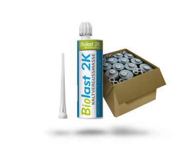 Kalteverguss, Biolast 2K, Starterpack, inkl. Kartuschenpistole und Abstreumaterial – VPE 2x425 g