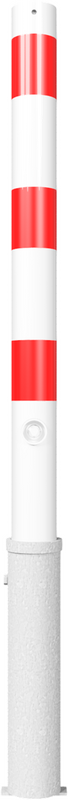 Absperrpfosten Stahlrohr Ø 76x2,5 mm mit zwei Ösen, herausnehmbar mit Dreikantverschluss, weiß-rot (inkl. Bodenhülse)